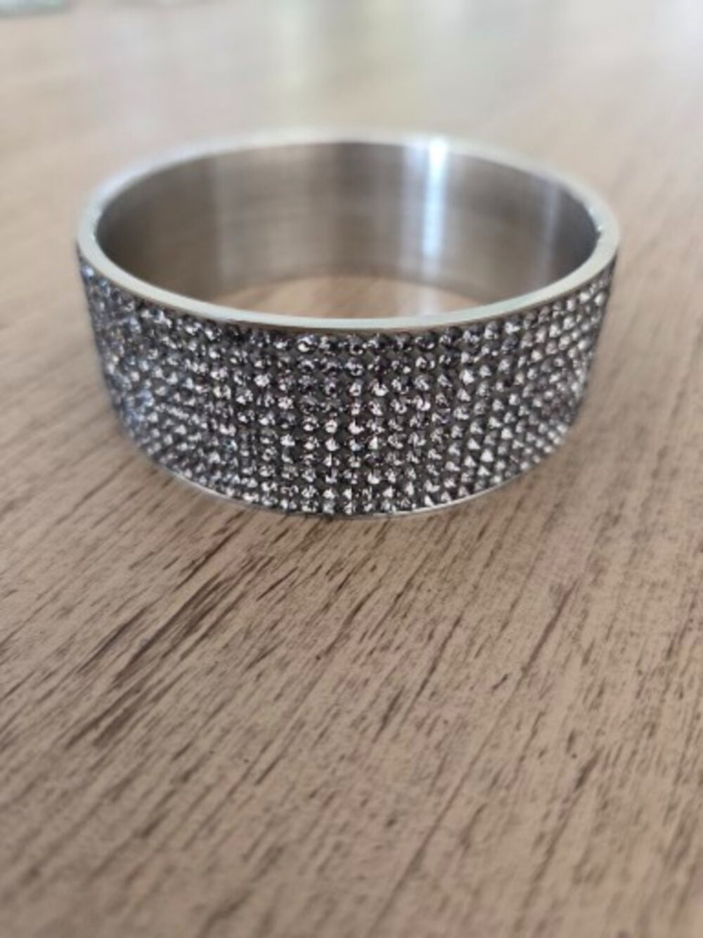 Stainless steel crystal extra wide bangle bracelet elegant sparkle